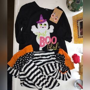 Emily Rose Halloween Ghost Outfit - Black, White, Orange Girls Size 8